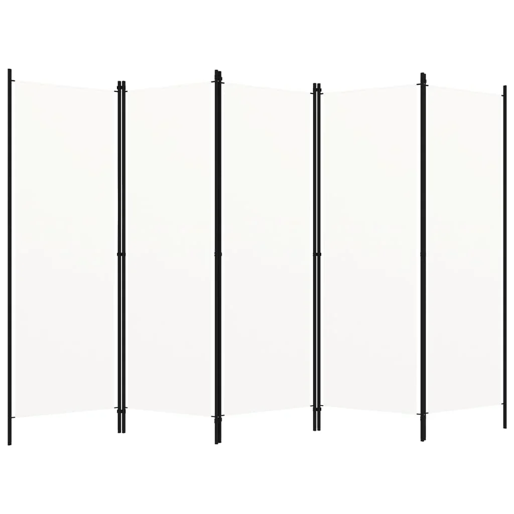 Vidaxl White 5-Panel Room Divider 250X180 Cm Privacy Screen,Blackout Screen,Interior Decoration