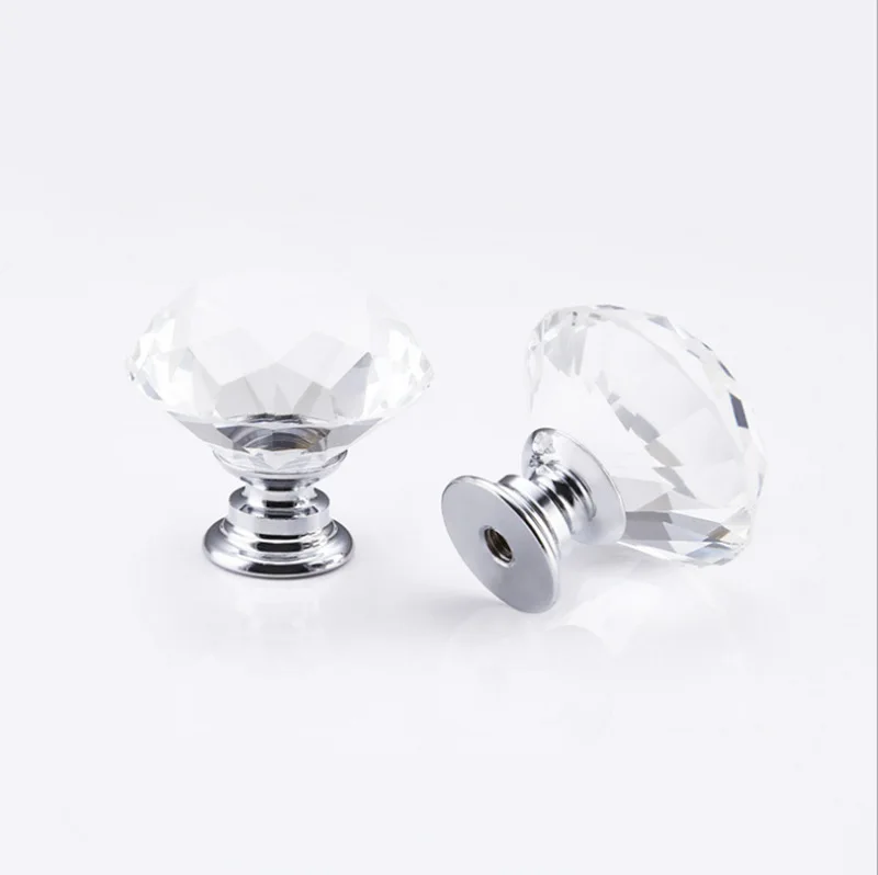 French Style Crystal Handle Light Luxury Stone Rhinestone Pull Drawer Single Hole Modern Round Knob
