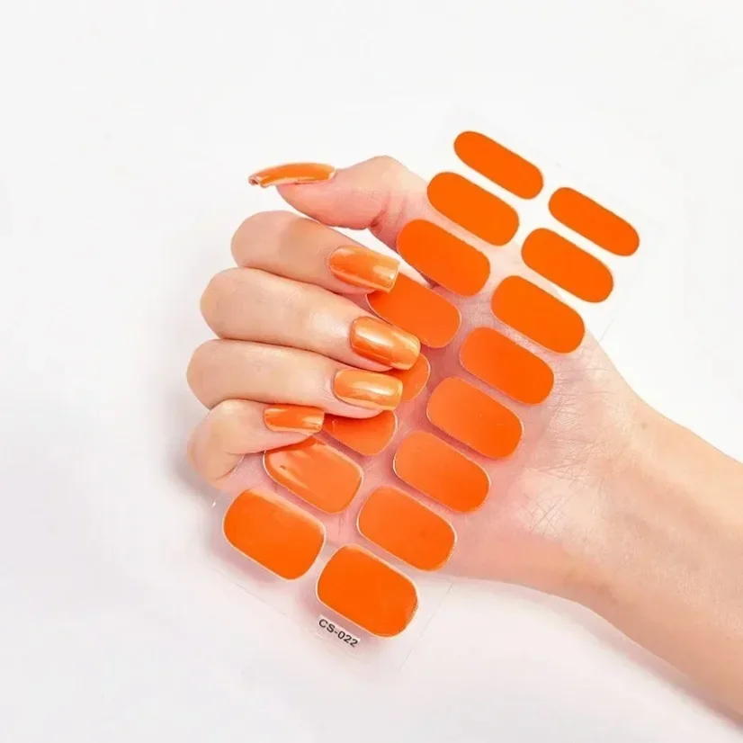 Pegatinas de uñas de Gel semicurado DIY, tiras de uñas de Color sólido de larga duración, parche deslizante, pegatina de uñas, calcomanía de cubierta completa, parche de manicura