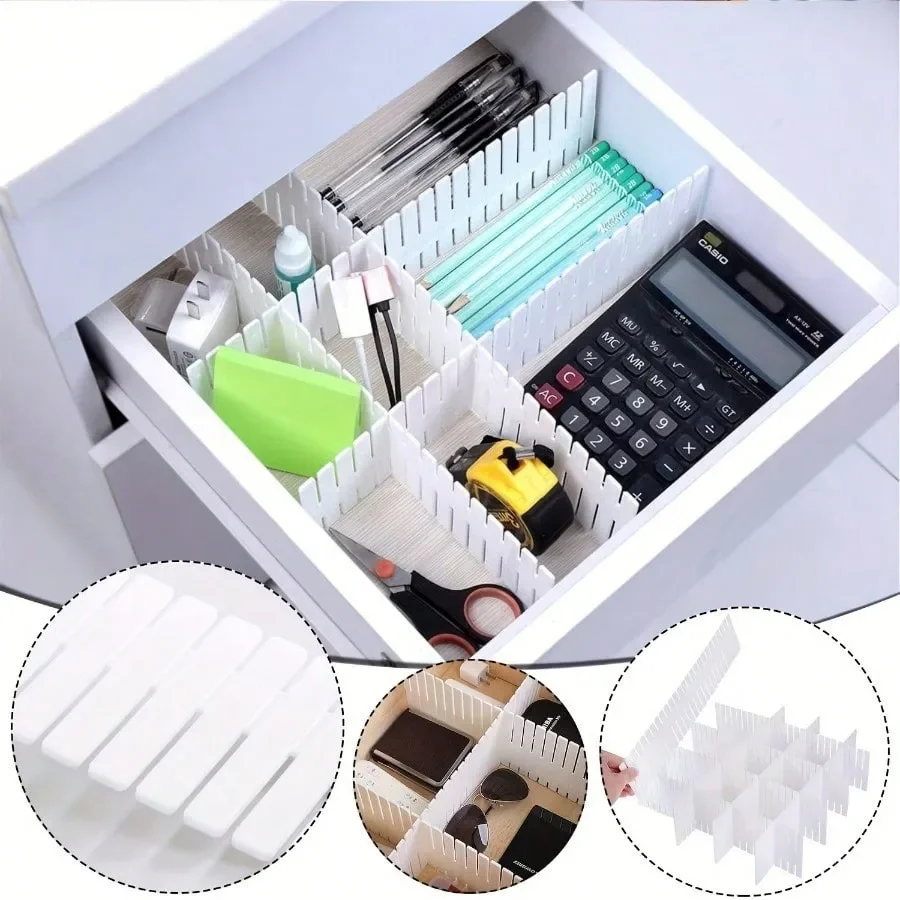 Adjustable Plastic Space separation tool Desk and Drawer Organizer Dividers PP Material Storage System for Office Dorm Home