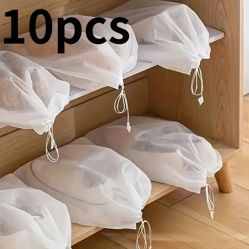10pcs Portable Shoe Storage Bags, Non-Woven Travel Organizer, for shoes,with Drawstring Closure,Hanging Shoe Storage Bag