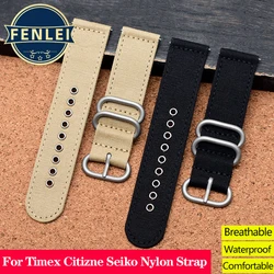 Nylon Canvas Watch Band for TIMES Seiko Citizen Seagull Outdoor Sports Waterproof Strap Bracelet Khaki Green 18mm 20mm 22mm 24mm