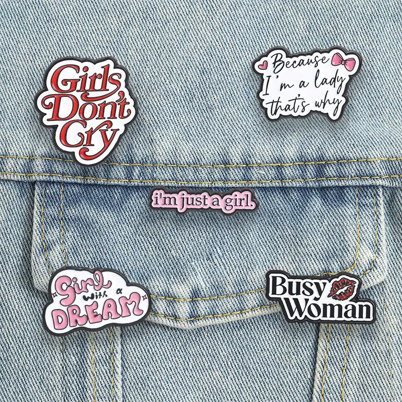 Girl Power Motivational Quote Enamel Pins Vintage Letter Feminism Slogan Brooch Trendy Aesthetic Lapel Badge for Girls