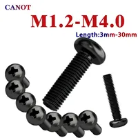 GB818 M1.2 M1.4 M1.7 M2 M2.5 M3 M4 M5 M6 DIN7985 Black Carbon Steel Cross Recessed Pan Head machine Screw Phillips TV Bolt