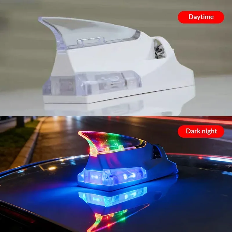 Car Wind Light Shark Fin Antenna Explosion Flashing Decorative Light Anti Rear Collision LED Warning Light Car Styling