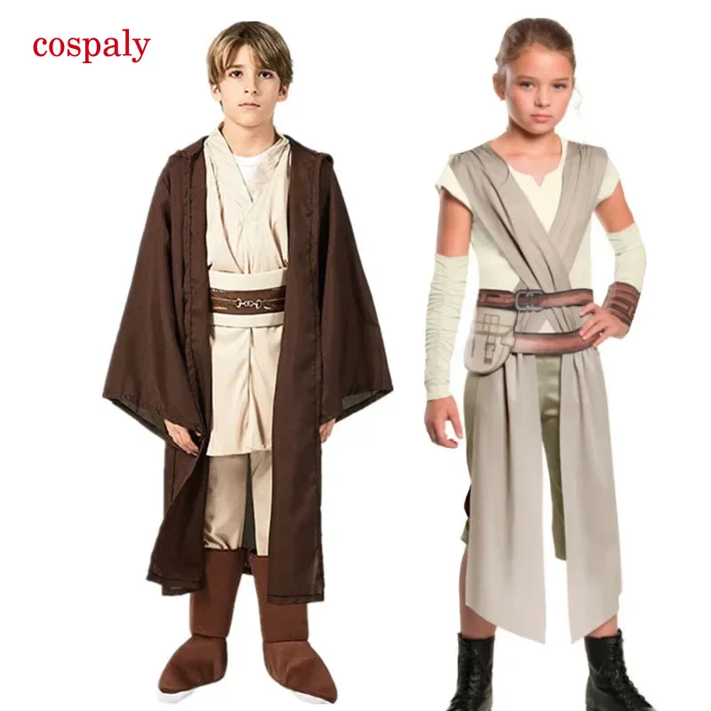 Rey cosplay costume kids Jedi warrior Obi Wan Kenobi black soldiers storm troopers The Force Awakens girls fancy dress