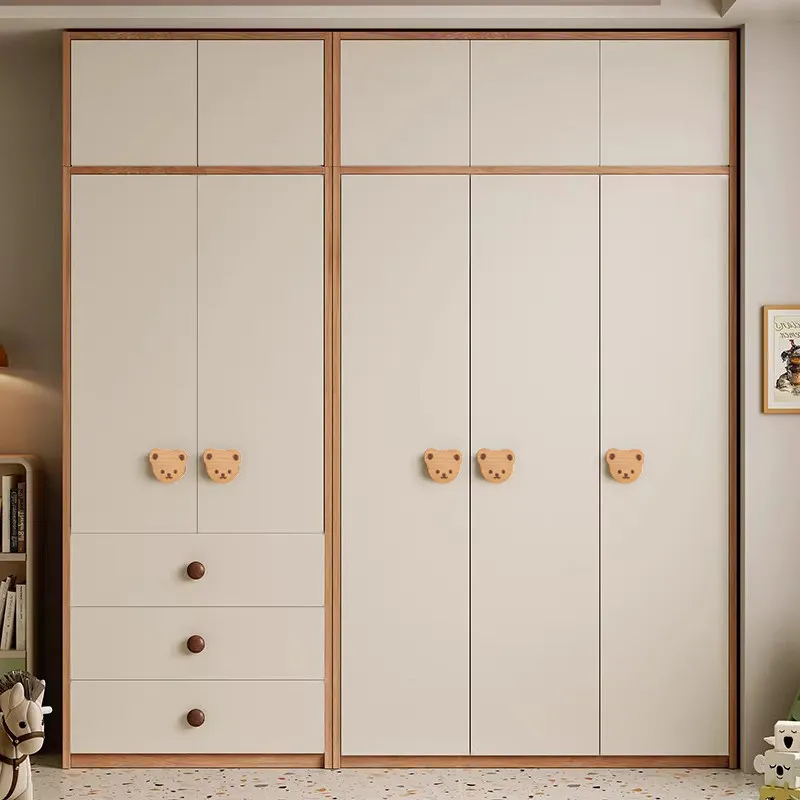 Solid wood children's wardrobe combination bedroom home modern simple solid wood with drawers multi-functional storage cabinet w