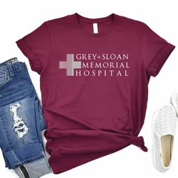 Grey Sloan Memorial Hospital Women T Shirts Cotton Grey's Anatomy Graphic Tee Tv Shows O Neck Outfits Summer Fashion Tshirt Tops