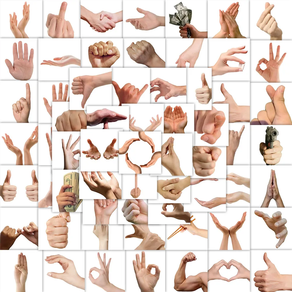 62PCS Gesture Emoji Pack Stickers Decorative Guitar Phone Case DIY Laptop Luggage Tablet Waterproof Stickers Toy