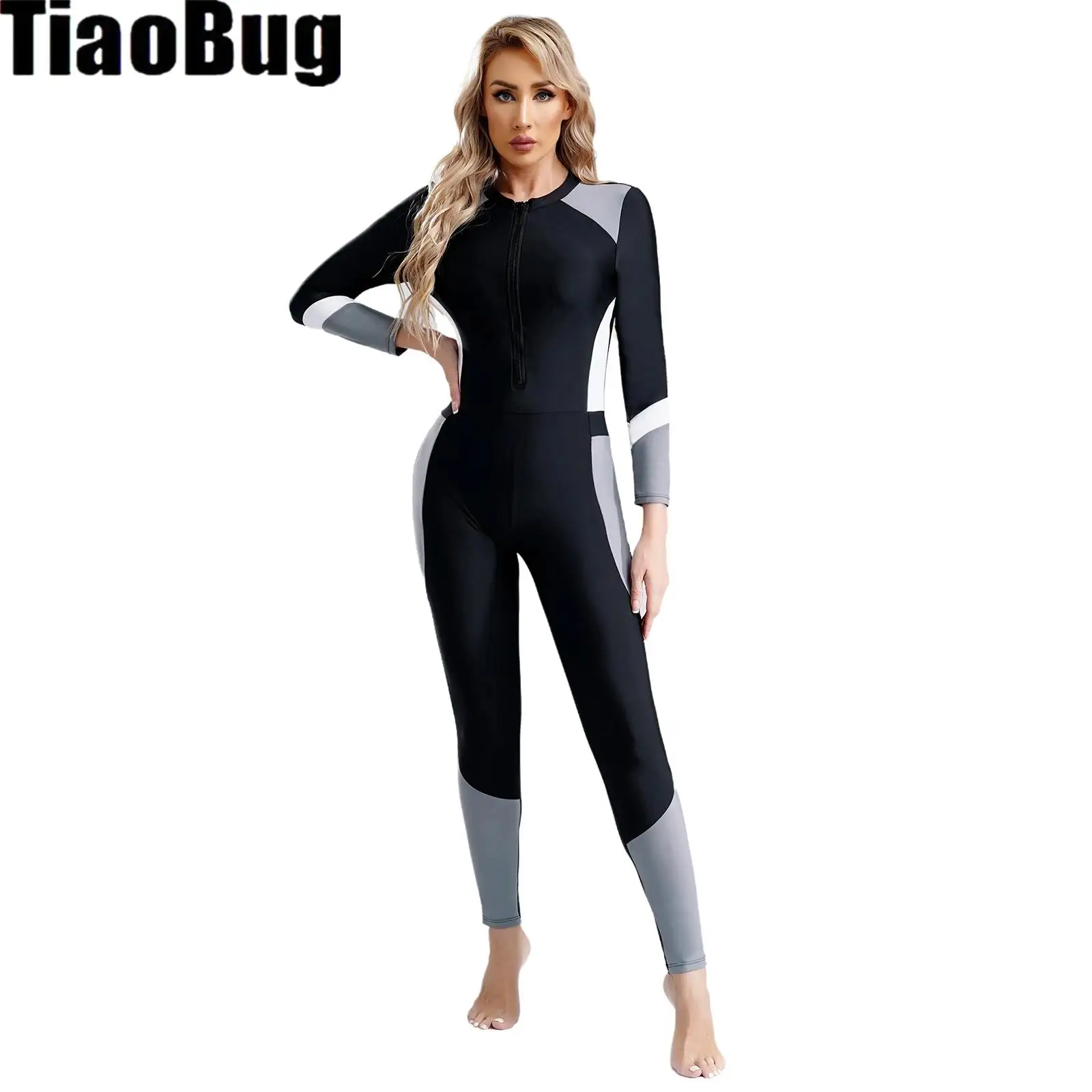 

Женский купальный костюм, спортивный купальник с длинным рукавом, на молнии, консервативный купальник для серфинга UPF 50 +, пляжная одежда с защитой от сыпи