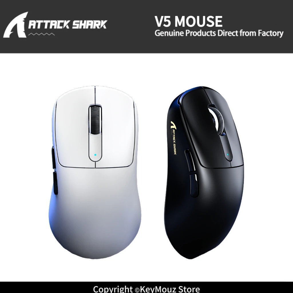 ATTACK SHARK V5 Tri-Mode Gaming Mouse Nordic 52840 Chip 42K DPI Omron Optical Switch 500mAh Battery for PC Laptop Esports Office