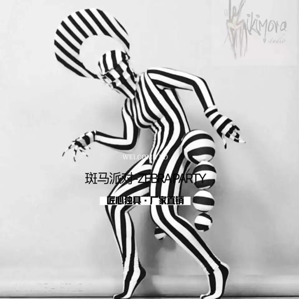 Clown Performance Ds Dance Team cosplay wear Halloween Sexy Zebra Costume Party Nightclub High-end Costumes