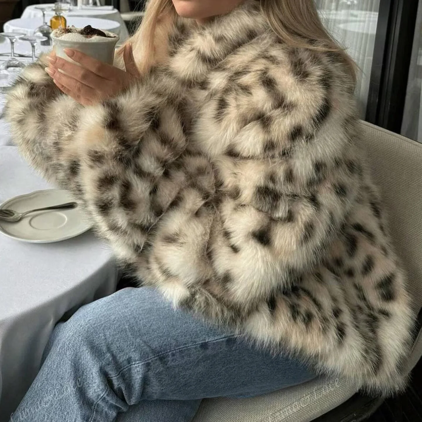 Cappotto di pelliccia con stampa animalier Faionable Capispalla casual per il tempo libero da donna Or Sle Chiusura con bottoni Lungo Sve Ladies Jaet