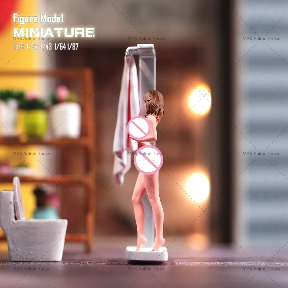 Miniaturowe figurki 1/87 1/64 1/43 1/24 1/18 Łazienka Piękno Taking A Shower Model Niepomalowane Kreatywne Fotografia Scena Lalki Zabawki