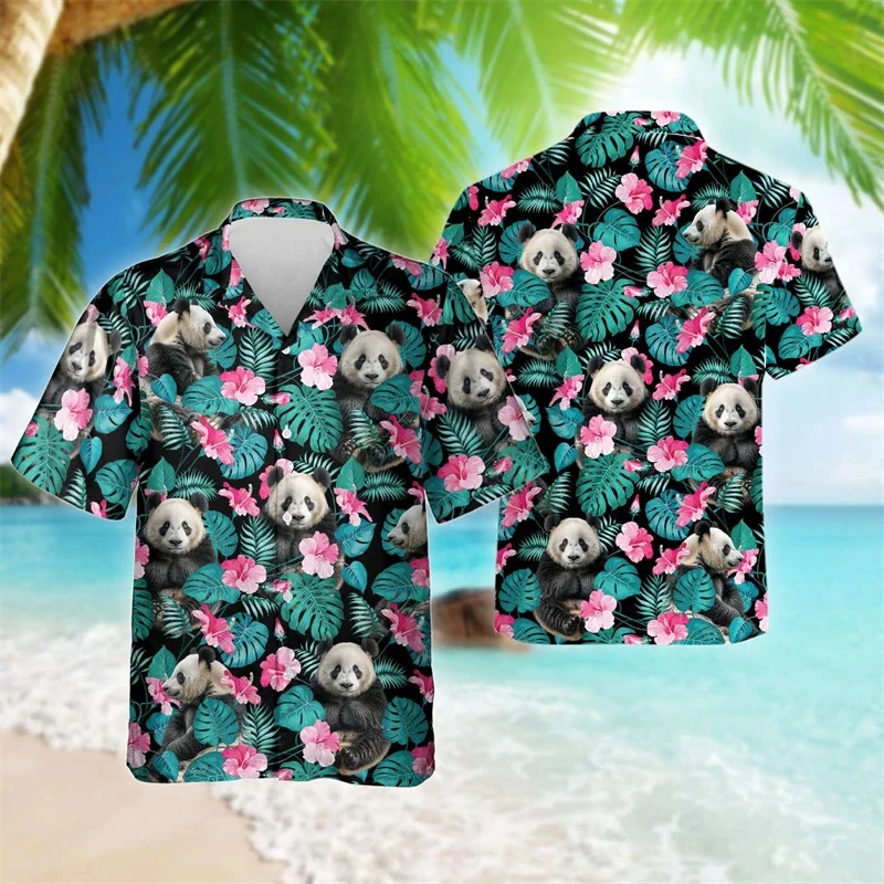 

Summer 3D Cute Animal Pandas Printed Shirts Men Chinese NationalTreasure Graphic Shirts & Blouses Hawaiian Short Shirts Clothes