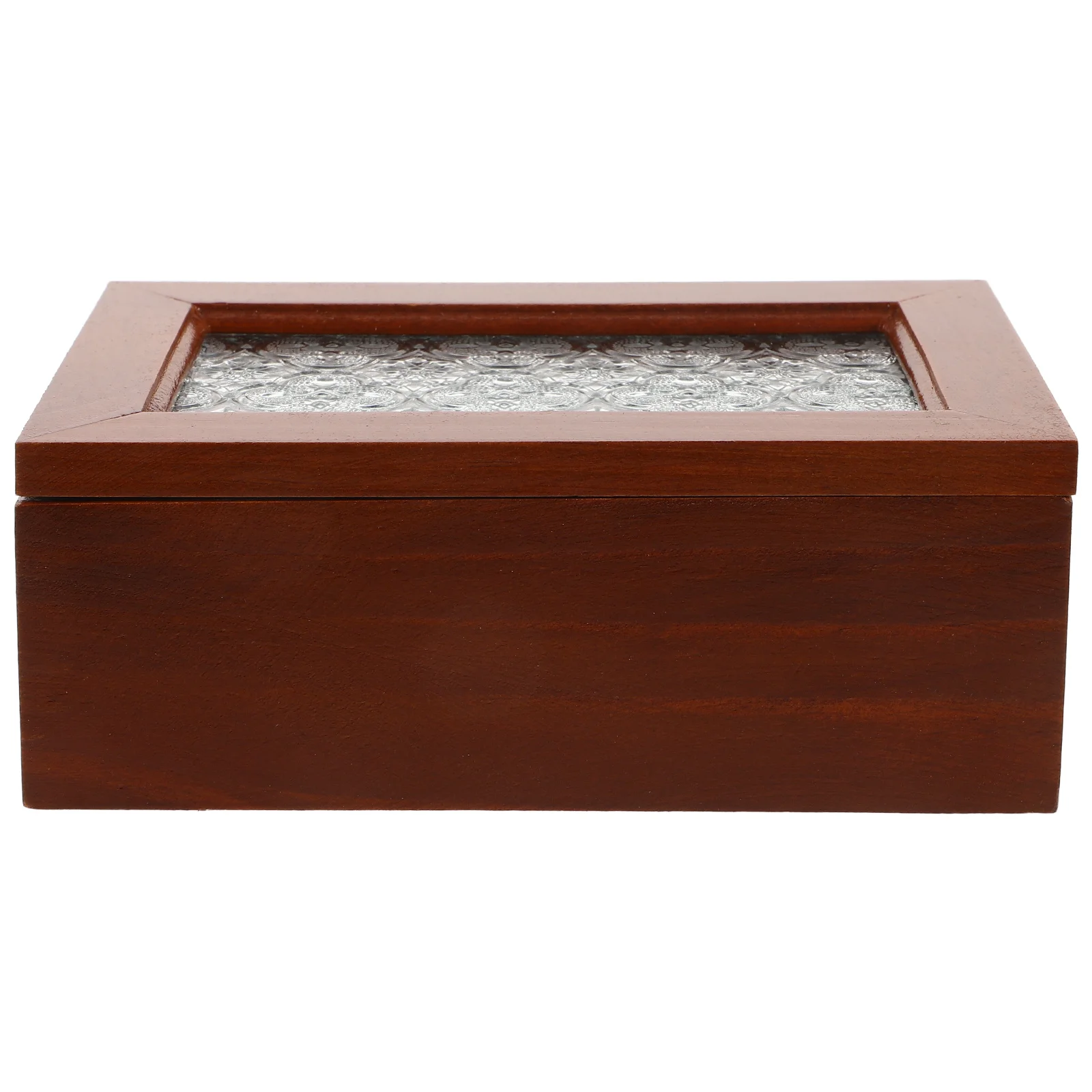 

Solid Wood Jewelry Box With Glass Window Vintage Storage Case For Rings Necklaces Earrings Wooden Organizer Trinket Chest