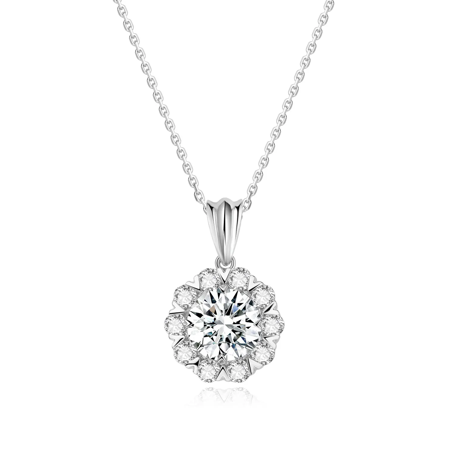 NGIC/NGTC 0.5/0.6/1ct Sunflower Lab Grow Diamonds Pendant 18K White Gold Necklace Pendant Boutique Jewelry