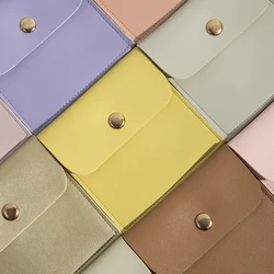 5pcs PU Leather Gold Button Bag DIY Jewelry Earring Necklace Snap Pouch Wedding Packaging Gift Bag Travel Storage Dust Sack Bulk