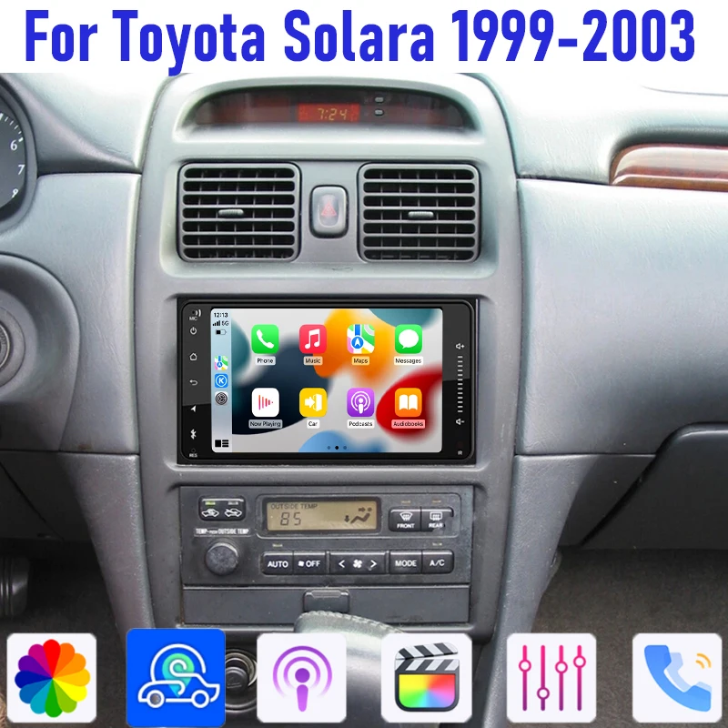 

GPS 7" For Toyota Solara 1999-2003 Car Stereo Radio Apple Carplay Android 15 Wireless Reversing Image Camera Navi GPS WIFI 64GB
