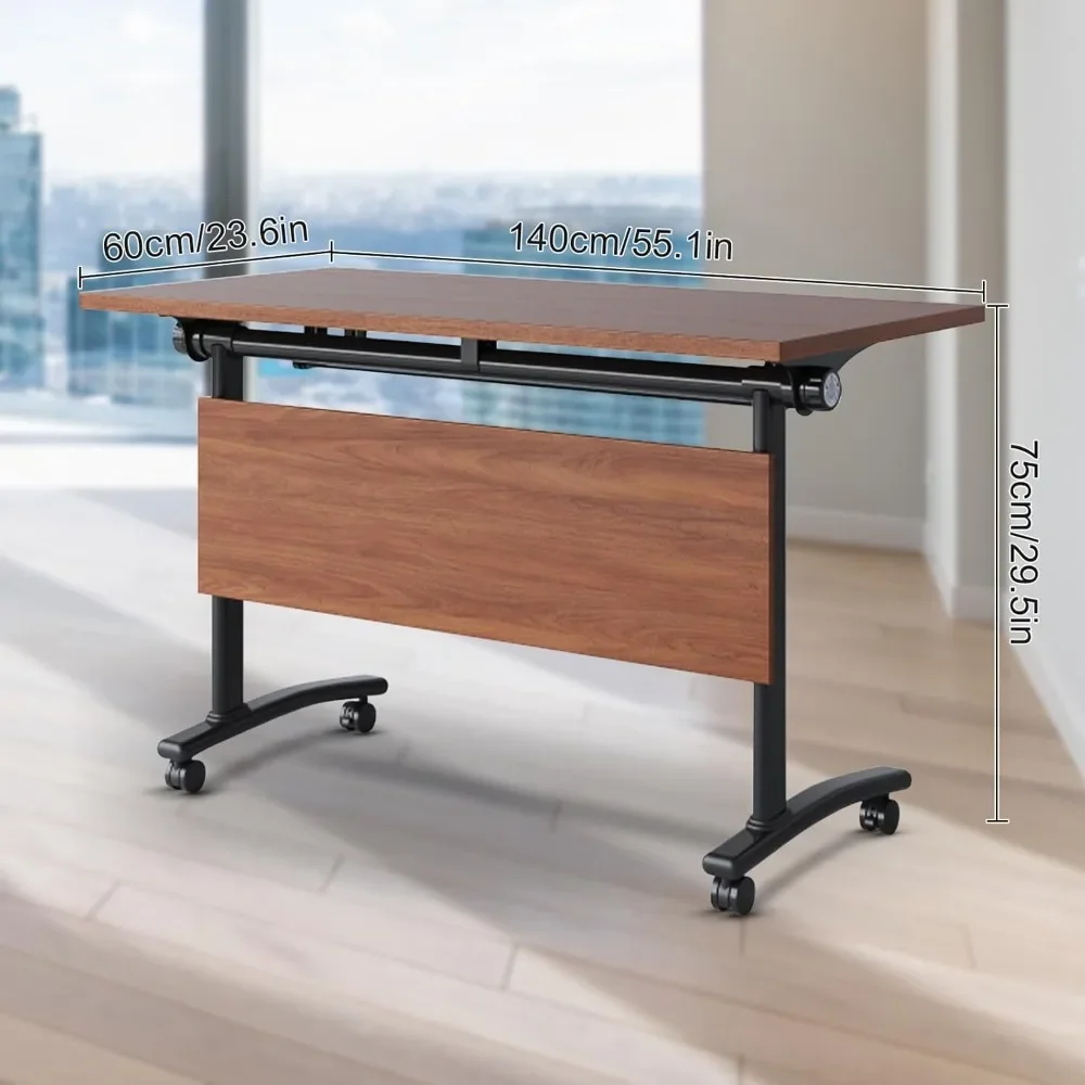 Conference Room Table,Conference Room Table Foldable flip top,Mobile Training Tables with Wheels,Metal Legs