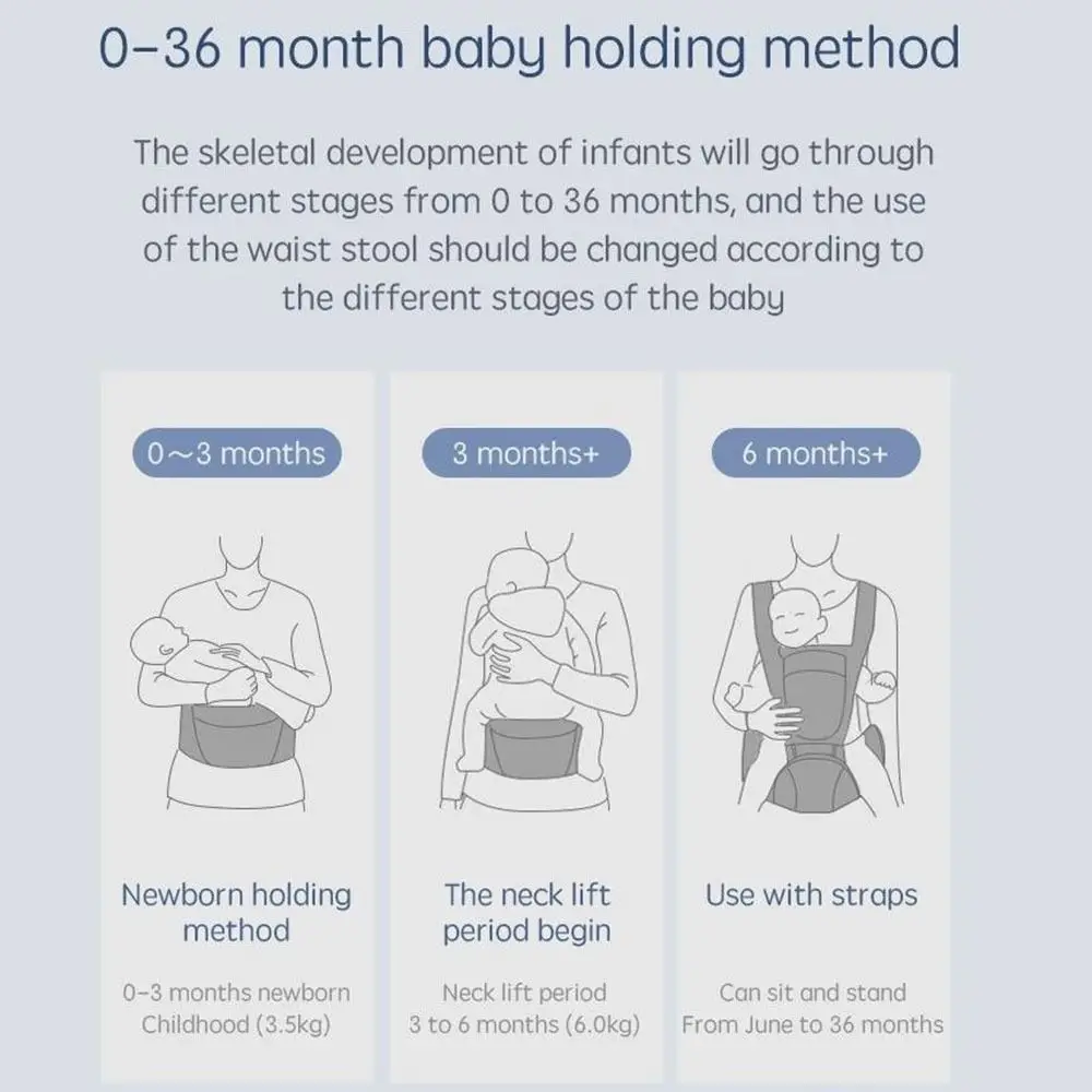 Swaddle envoltório portador de bebê mochila tecido respirável confortável fezes de cintura do bebê alças ajustáveis mãos-livres