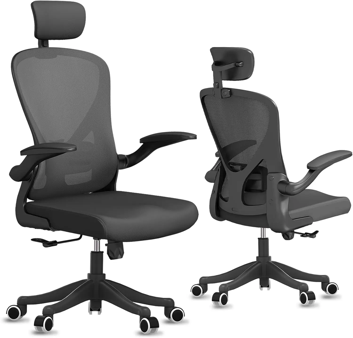 

Ergonomic Office Mesh Chair Home Desk Executive Gaming Chairs with Comfy Flip-Armrest & Comfortable Lumbar Suppor for Home