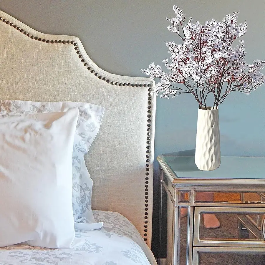 흰색 인조 안개꽃 6개 묶음, 구부릴 수 있는 줄기가 있는 실크 안개꽃, 가을 센터피스 웨딩 장식 및 테이블 장식용