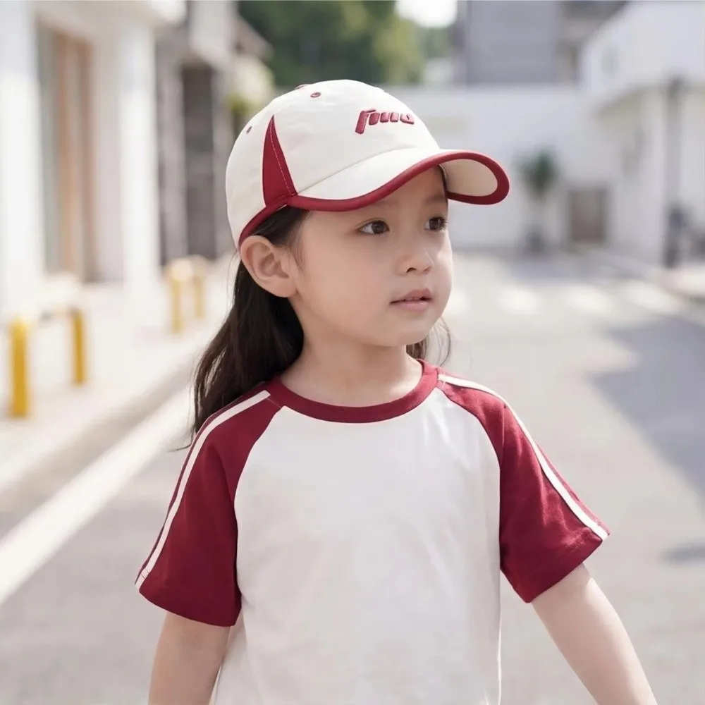 Letter Embroidery Children Baseball Caps Thin Soft Top Outdoor Sunshade Caps Lightweight Quick Drying Breathable Sun Hats