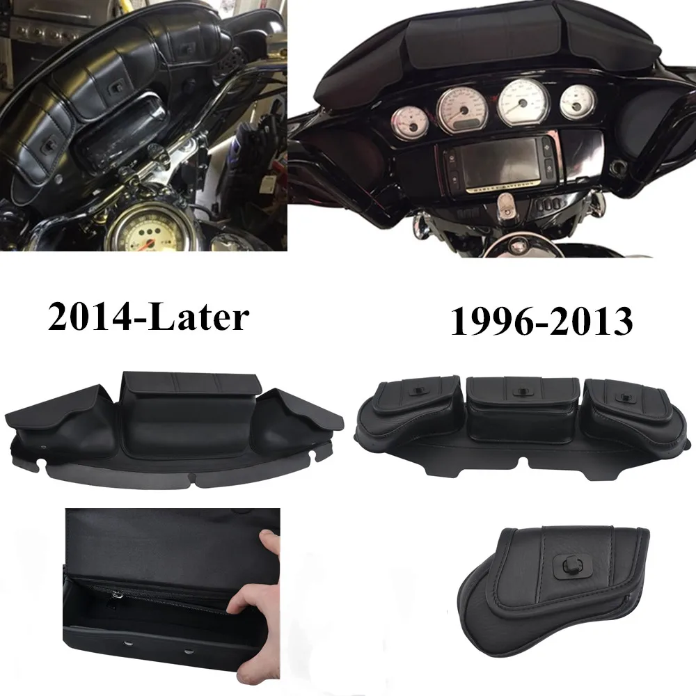 

3-Pocket Windshield Batwing Fairing Pouch Bag For Harley Touring Electra Street Glide Ultra Limited 96-18 Motorcycle Accessories