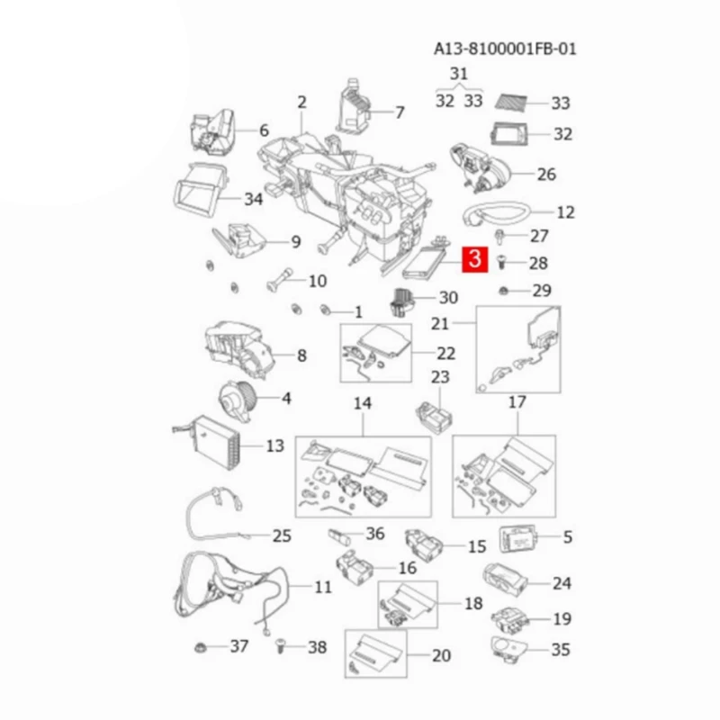 A11-8107023 Car Air Conditioning Radiator Heater Core Accessory For Chery A13 A15 A18 Tiggo 2/Tiggo 3X DR3