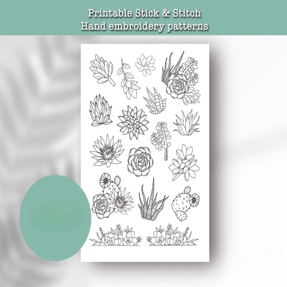 Flowers and Ocean Embroidery Pattern Stitching Embroidery Paper Handmade DIY Hand Sewing Stabilizers Sewing Supplies