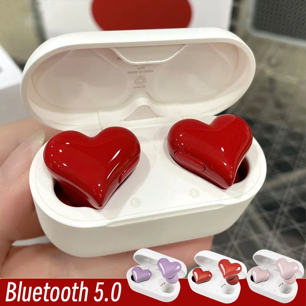 Popular TWS Heartbuds Wireless Binaural Bluetooth 5.0 Headset Stereo Sound In Ear Earphones Fashion Headphones for Girl Gift