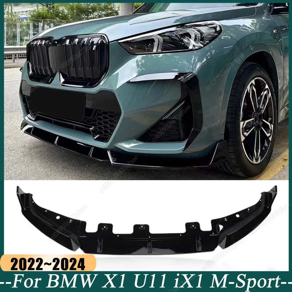 

Car Front Bumper Lip Spoiler Diffuser Splitters Aprons Cover Guard Trim Body Kit For BMW X1 U11 iX1 M Sport 2022-2024 ABS Tuning