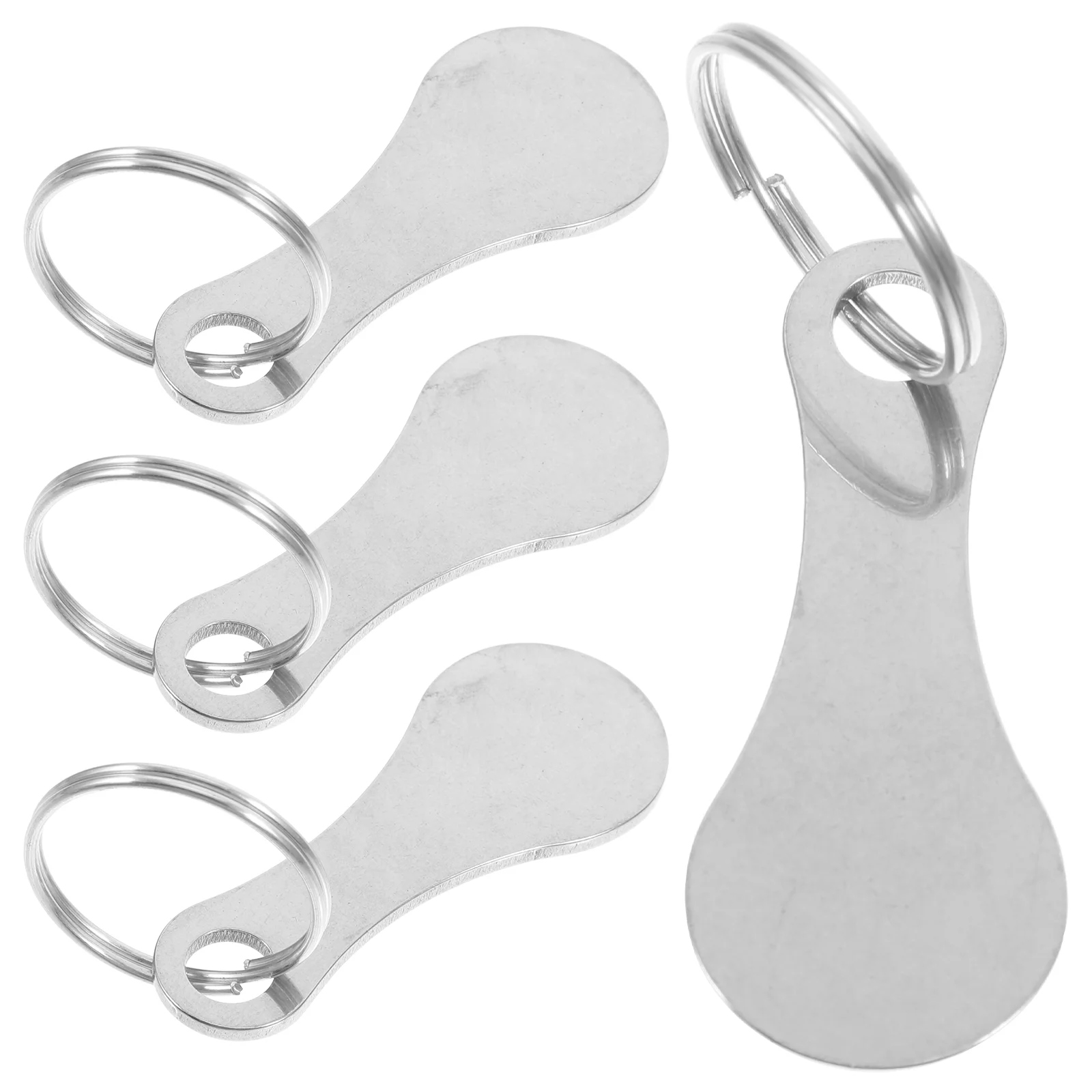 

4 Pcs Supermarket Shopping Cart Tokens Key Quarter Keychain Holder Trolley Fake Quarters for Carts Stainless Steel