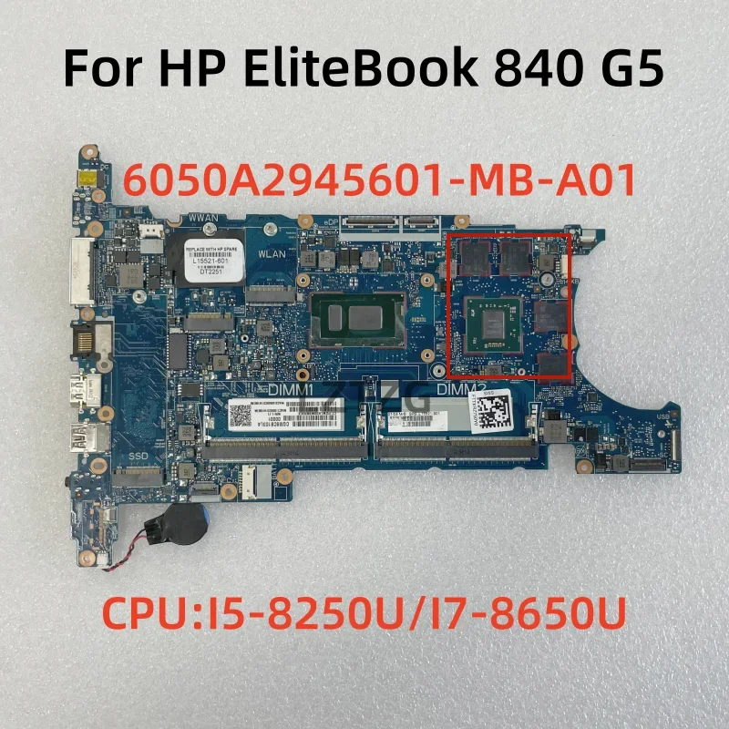 

6050А 2945601 -MB-A01 для ноутбука HP EliteBook 840 G5 850 G5, материнская плата, процессор: I5-8250U/I7-8650U SWG L15521-601, 100% тест в порядке