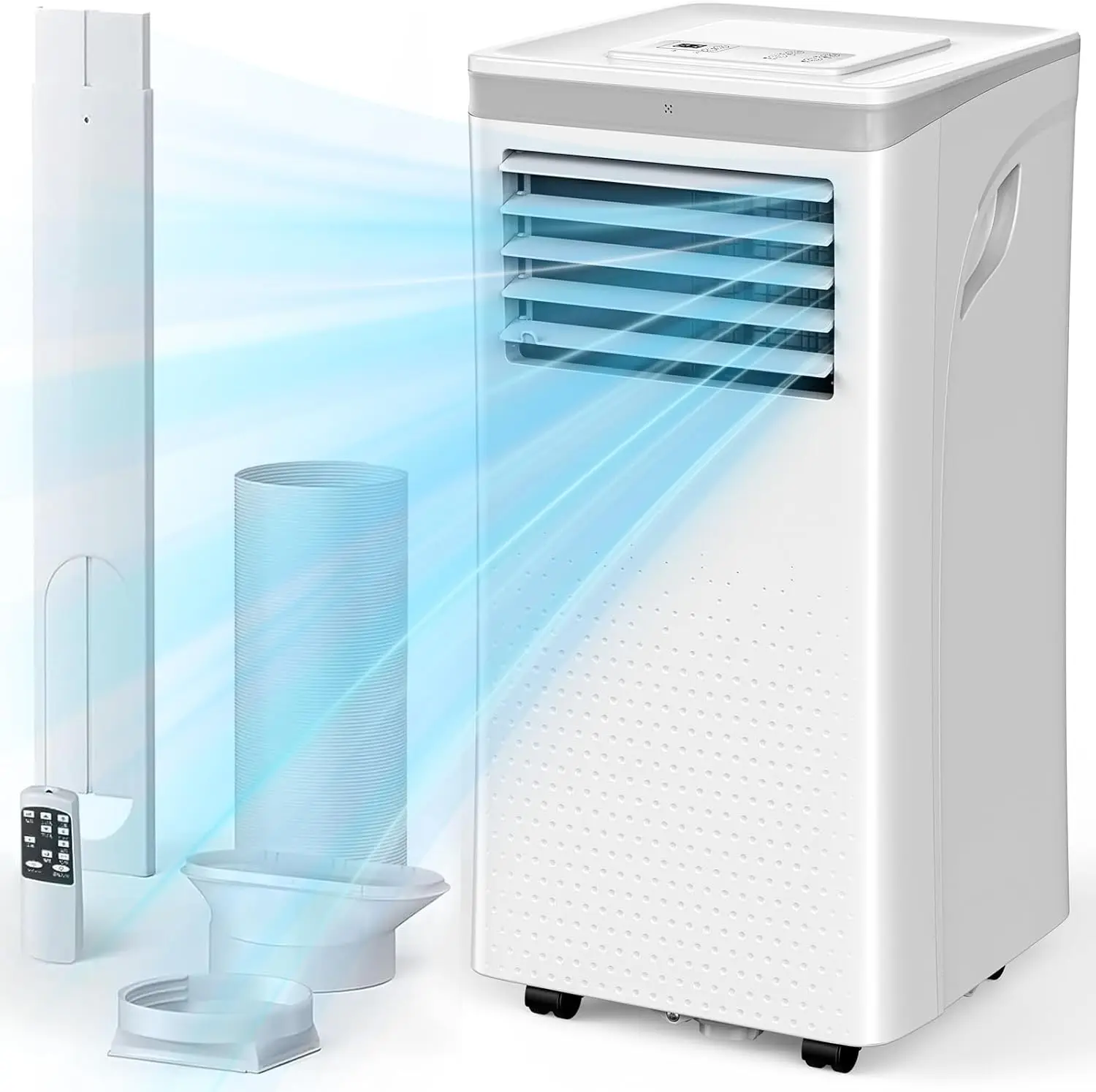 Unité de climatisation 3 en 1 avec ventilateur et refroidisseur DeAquarelle, 8000 pieds carrés, mode 35%, 2 vitesses de ventilateur, minuterie 24h, télécommande pleine fonction, 350 BTU