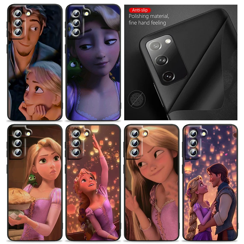 Disney Tangled Pretty Phone Case For Samsung S24 S23 S22 S21 S20 FE S10 S10e Ultra Plus Lite Black Soft Cover