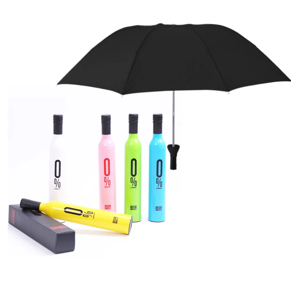 Folding Umbrella Anti Wind Mini Rain Umbrella Beautiful Car Gift  UV Protective Wine Bottle Umbrella with Holder