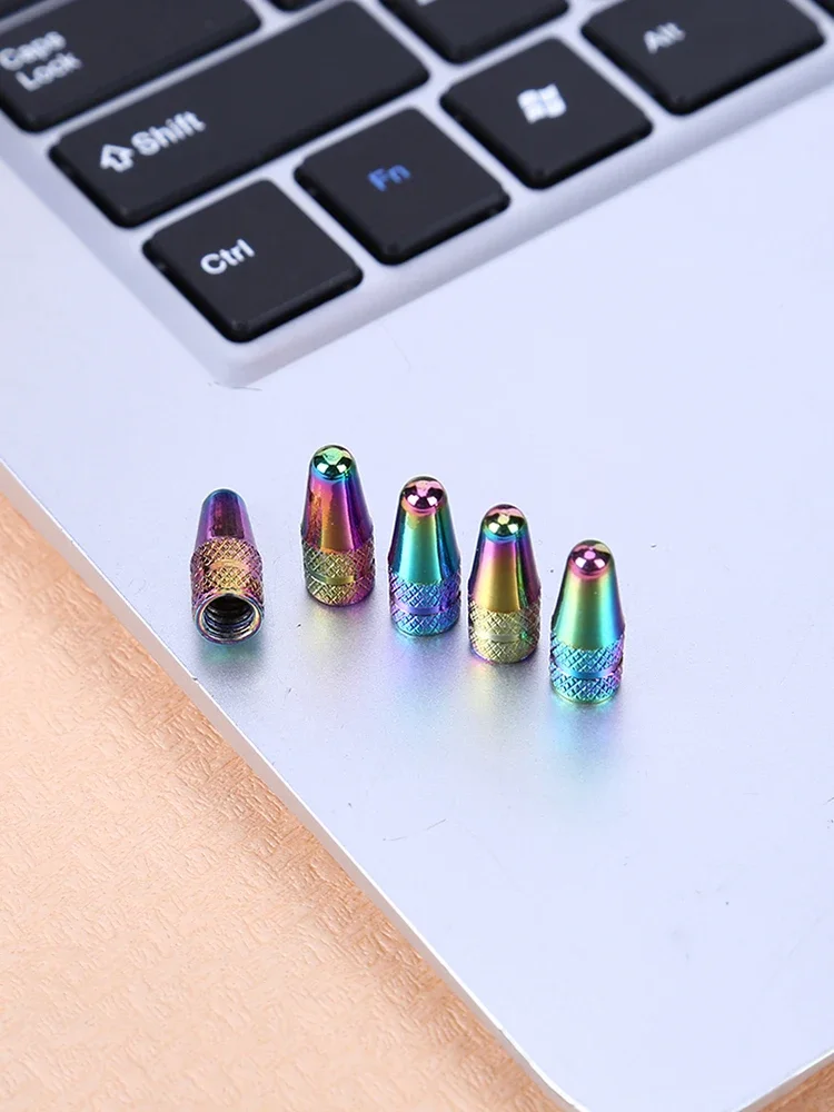 AliExpress JOCESTYLE 2/5/10/20pcs Rainbow Color Bicycle Tire Valve Cap Aluminum High Pressure Caps for Presta Valves