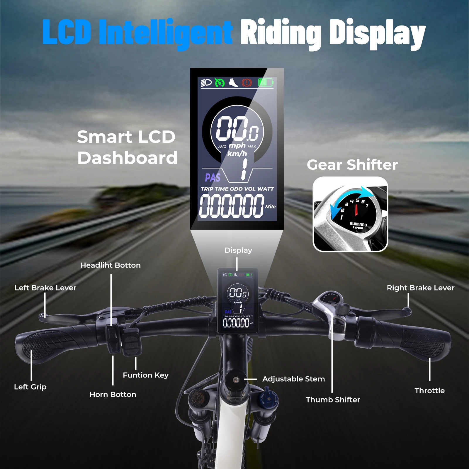 الكبار دراجة كهربائية 26Linch 36V 10.4AH 19.9Mph انفصال بطارية دراجة كهربائية المزدوج امتصاص الصدمات 7 سرعات دراجة هوائية جبلية #6