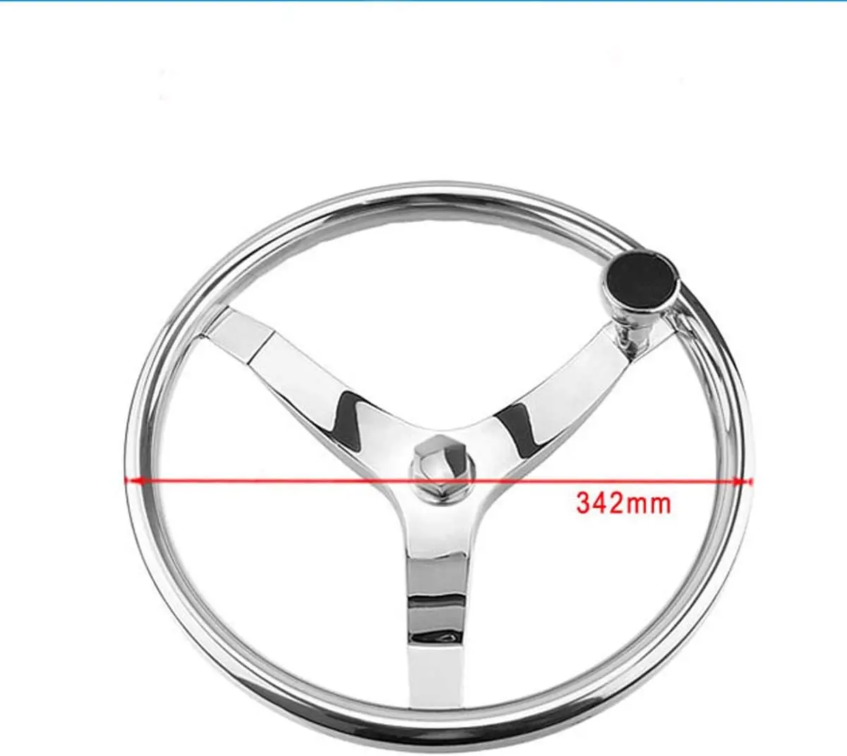 Stainless Steel Boat Steering Wheel, 3 Spoke 13-1/2' Dia with Spinner Knob, with 5/8' -18 Nut for Seastar and Verado