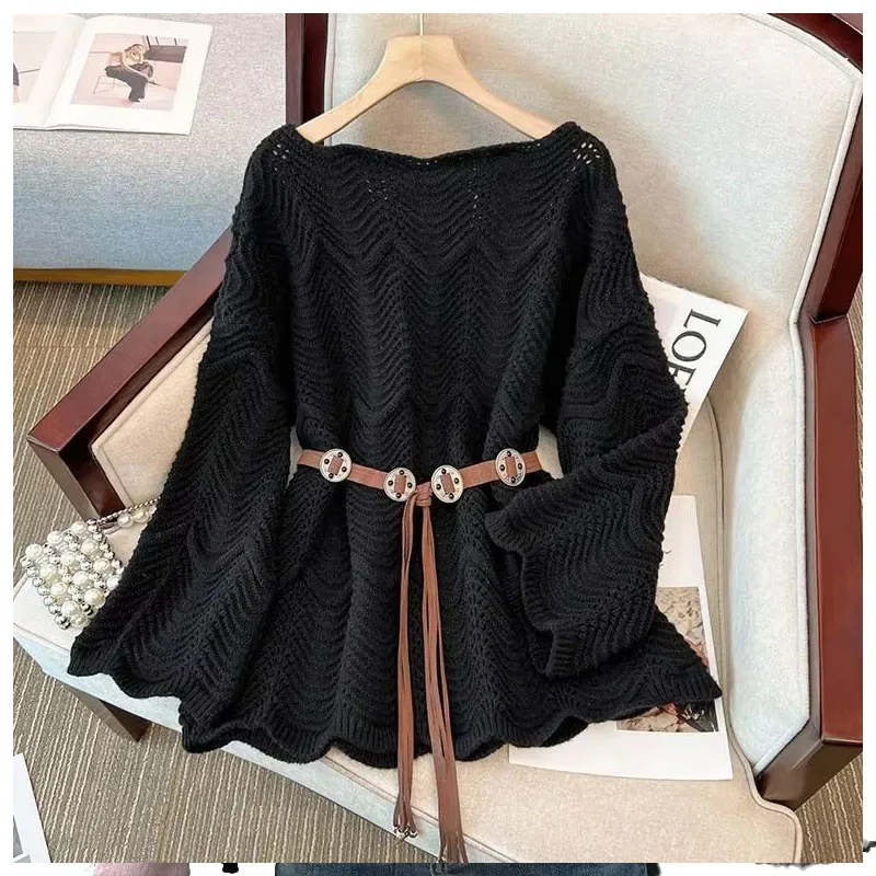 2025 جديد الجوف التدريجي متماسكة سترة طويلة الأكمام فضفاضة تناسب أنيق الشباب مربوط الخصر التخسيس ملابس خارجية المرأة سترة علوية #2