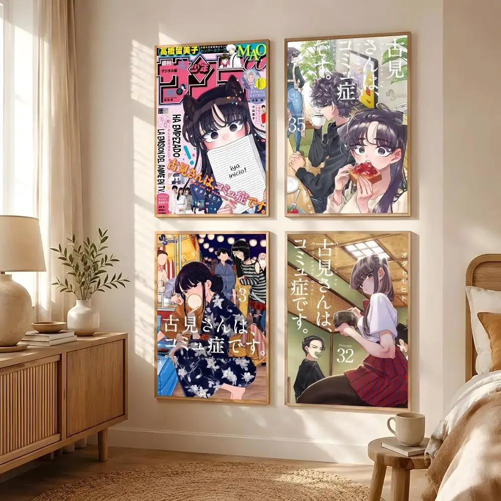 Anime Komi Can't Communicate Poster Poster All-match HD Waterproof Self-Adhesive Wall Art Sticker For Home Bedroom