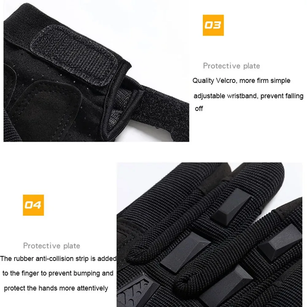 Guantes tácticos de camuflaje para motocicleta con pantalla táctil, guantes deportivos para Fitness, caza, guantes de senderismo con dedos completos, equipo de protección