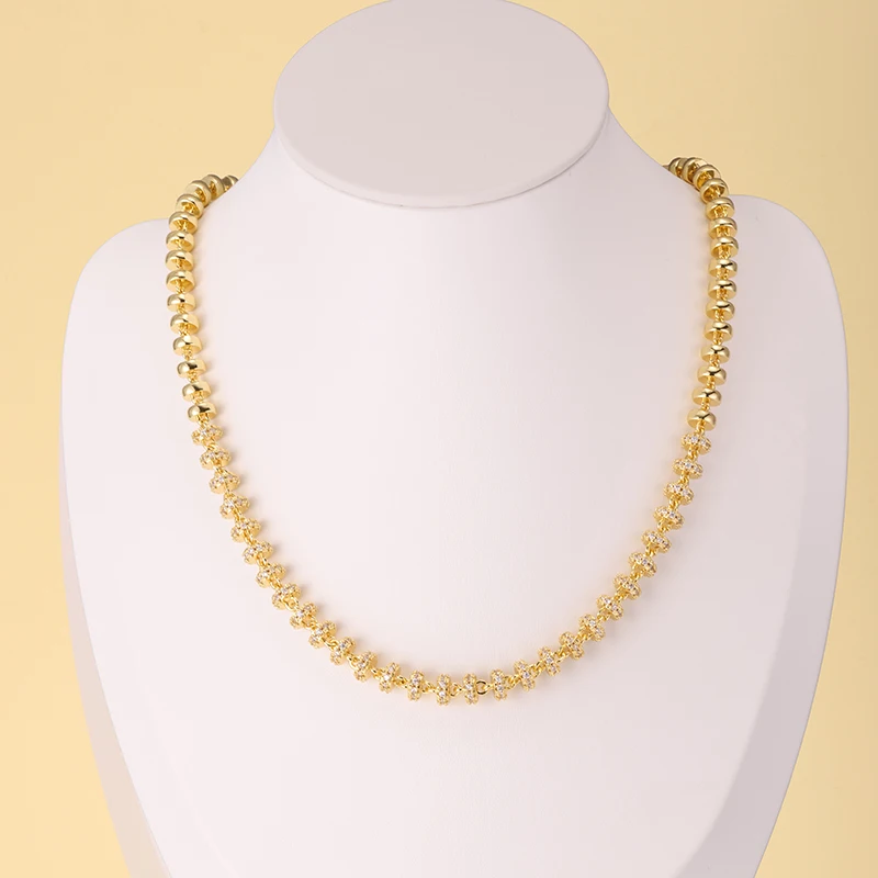 Nidin Sparkling Disco Ball Cut Bead Necklace For Women Shiny Clavicle Chain Minimalist Light Luxury Daily Wear Jewelry Gifts