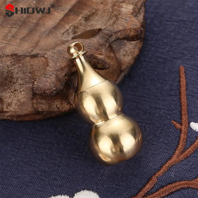 Traditional Chinese Natural Feng Shui Gourd Brass Handicraft Mini Storage Crafts Buddhist Good Luck Home Ornament Car Decoration