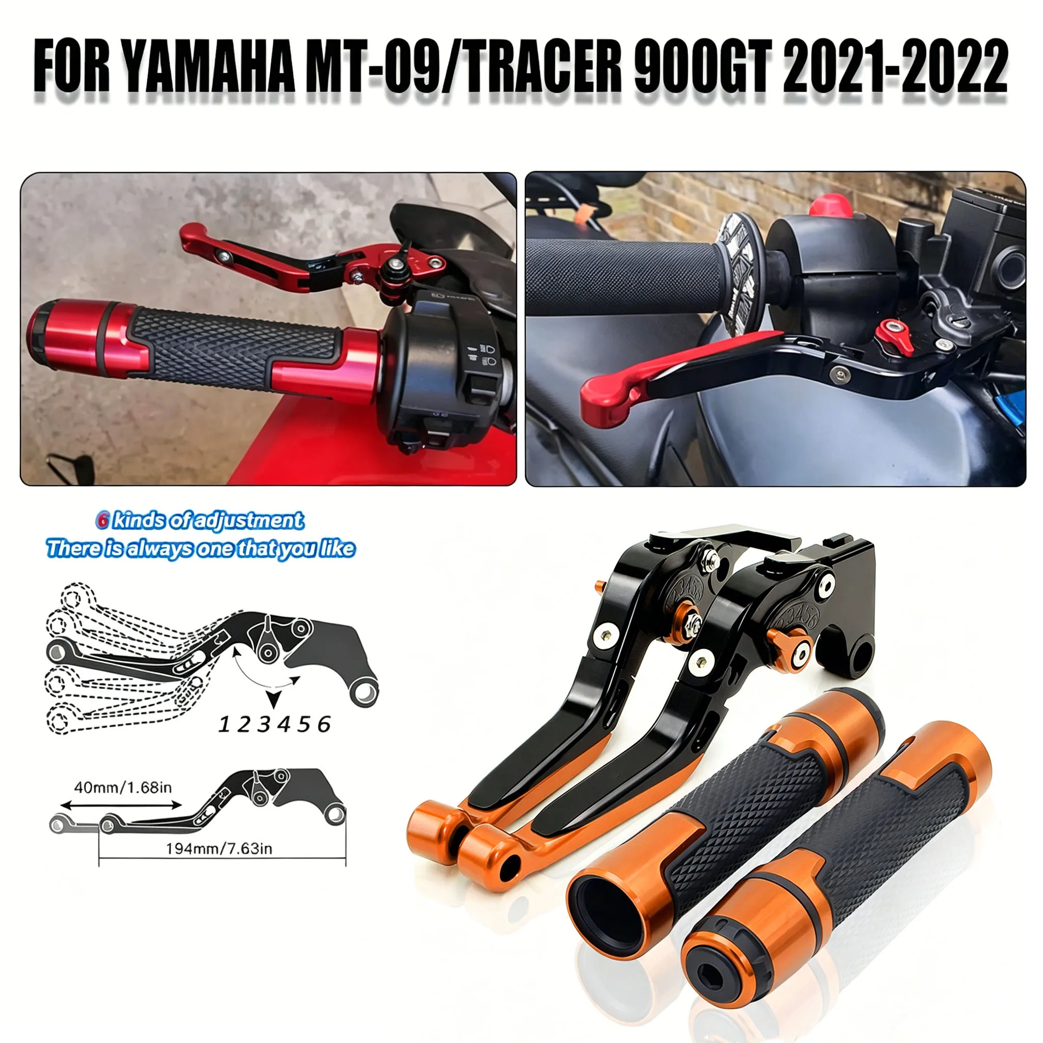 

For Yamaha TRACER 900GT 2021-2022 Motorcycle Brake Clutch Levers CNC Folding Adjustable Clutch Brake Levers Handles Grips Kit