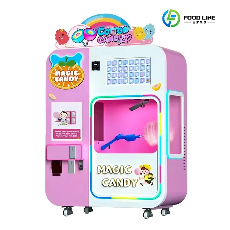 Portable Cotton Candy Vending Machine Automatic Cotton Candy Machine with Wheels for Travel Operating