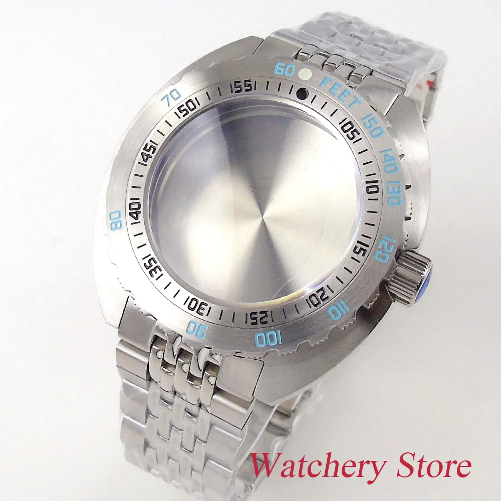 

New 45mm 20ATM 316L Stainless Steel Black Silver Watch Case For NH35A NH36A Movement Solid Back Sapphire Crystal