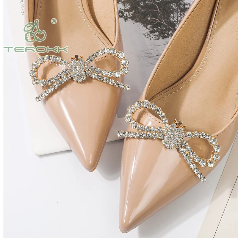 1Pcs DIY Detachable Wedding Shoes High Heel Shoe Accessories Women Shoe Floral Buckle Shoe Clip Alloy Rhinestone Versatile Upper